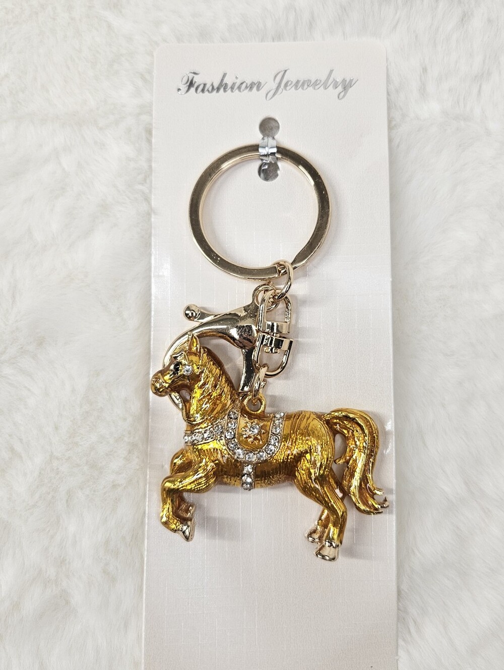 NWT Gold And Crystal Horse Keychain Or Purse Charm